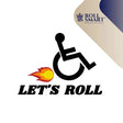 Aufkleber rollstuhl lets roll mit flamme spaß fun,