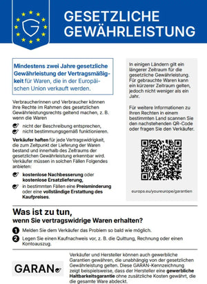 Blaues und weißes offizielles Garantieinformationsplakat der Europäischen Union.