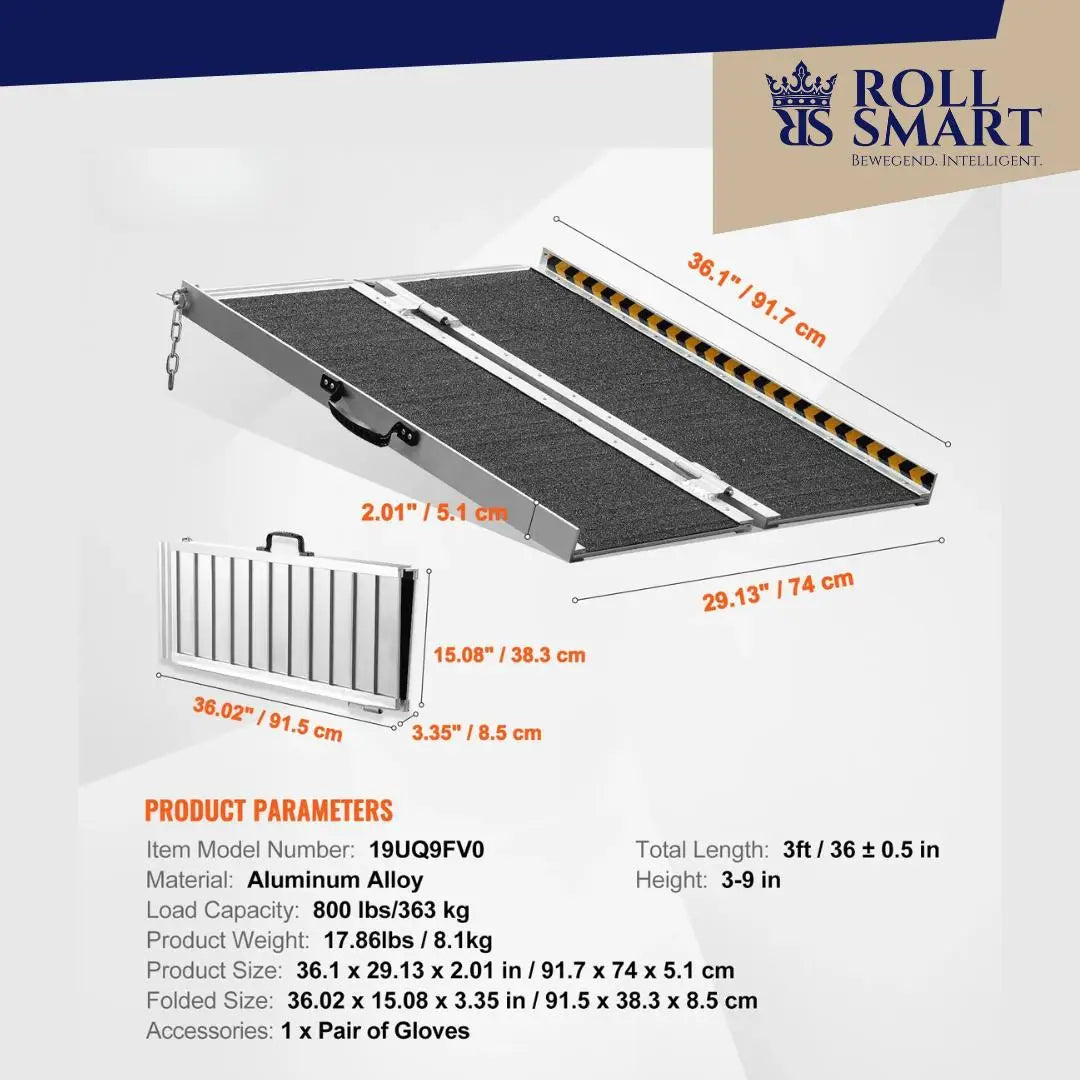 Roll smart klapp rampen aluminium faltbare rampe, - Länge