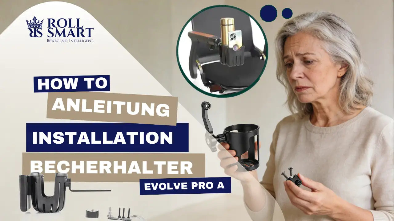 Schwarzer Plastik-Becherhalter mit gebogenem Griff und einstellbarer Montagehalterung für Autositz.